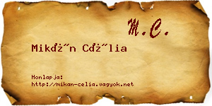 Mikán Célia névjegykártya